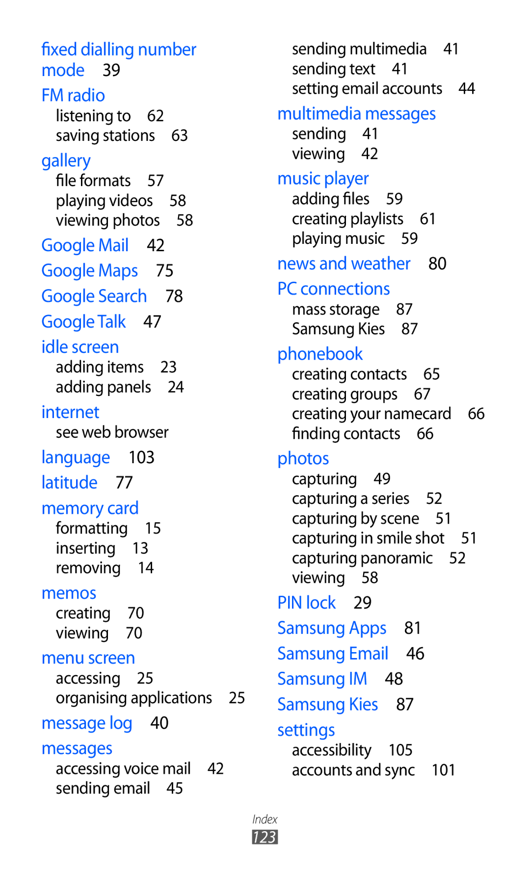 Samsung GT-B7510 user manual Fixed dialling number mode FM radio 